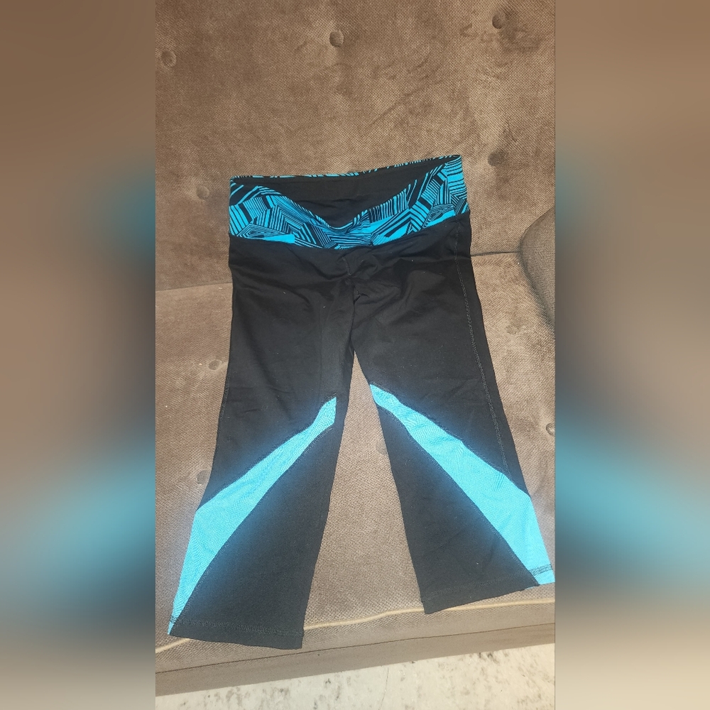 Livi Active Black Leggings with Blue Accents